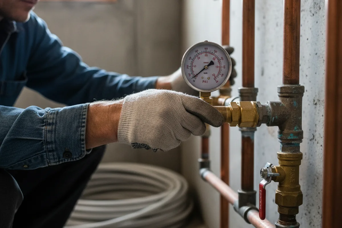 Pressure testing a repaired line during Water Line Repair in Centerville